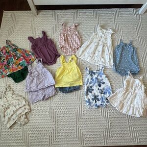 Carter's Girls Mixed Colorful Sleeveless & Ruffle Rompers and Tops